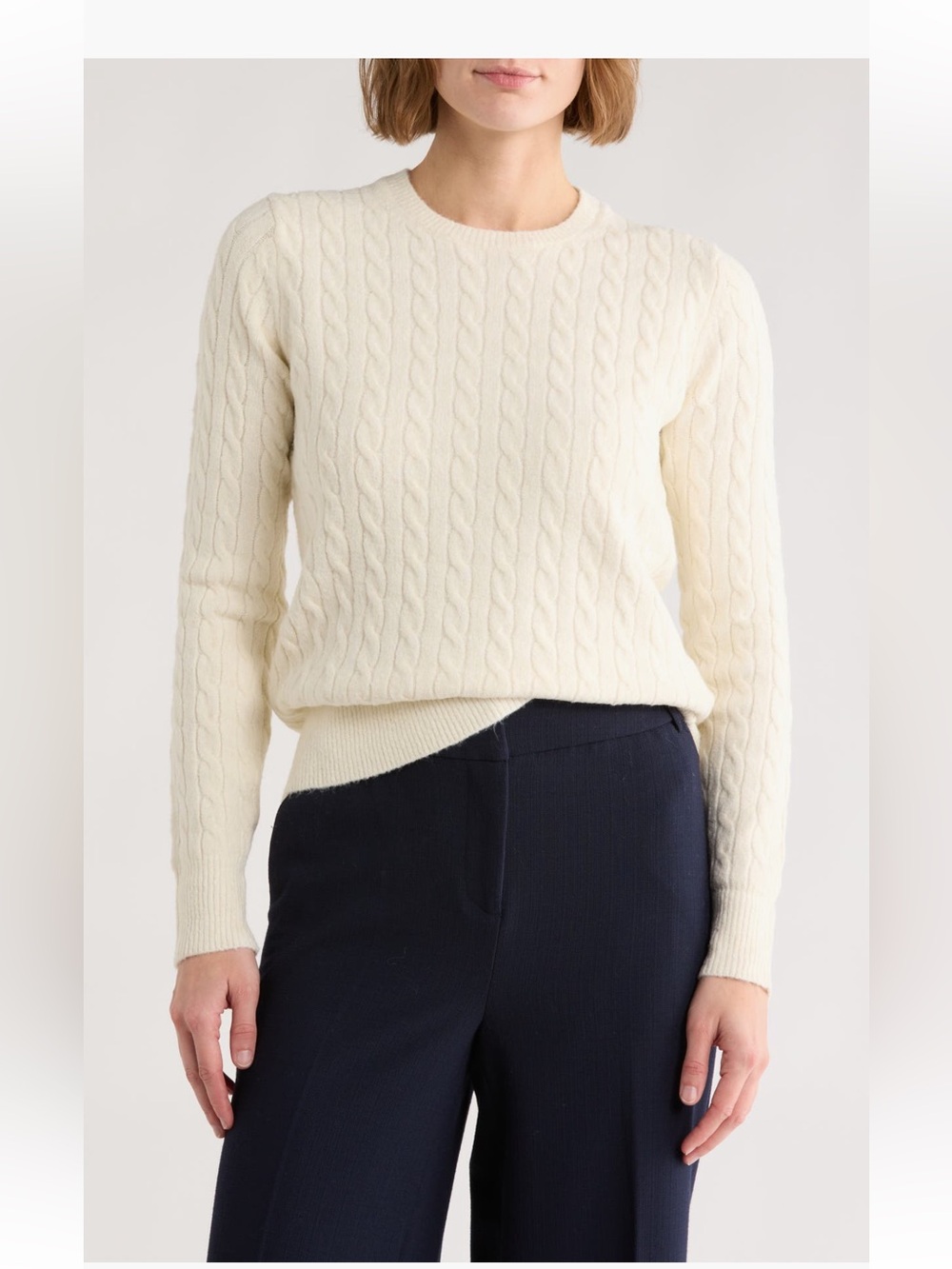 Brooks Brothers 100% Cashmere Cable Knit Sweater Crewneck Cream XL *F